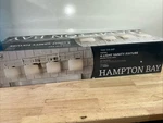 Scuffs! Hampton Bay Tustna 4-LIGHT Brushed Nickel Vanity With Opal Glass. Fixed Price $34.99.