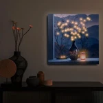 Flower Led Canvas Wall Art With Lights Flameless Candles Timer, Ba.... Fixed Price $50.87.