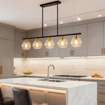 Black Globe Glass Chandeliers - 5 Lights Large Clear For Din.... Fixed Price $453.38.