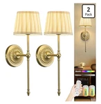 Niorsun Battery Wall Sconces Set Of 2, 24" Gold Led Rechargeable With Remote. Fixed Price $43.50.