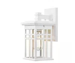 Jazava 1-LIGHT White W/ Clear Glass Hardwired Outdoor Wall Lantern Sconce. Fixed Price $44.00.