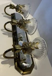 Framburg 3 Light Brass Mirrored Wall Sconce With Fluted Glass Shades Vtg Mcm. Fixed Price $399.99.