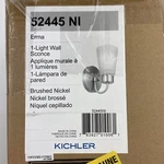Kichler 52445NI Erma 1 Light Wall Sconce Satin Etched Glass Shade Brushed Nickel. Fixed Price $34.99.