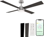 Santorini 52" Smart Ceiling Fan With Led Light & Remote - Brushed Nickel. Fixed Price $266.99.