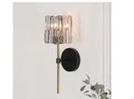 Lnc Matte Black 1-LT Modern Glam Sconce Brass W/ Square Gray Textured Glass. Fixed Price $88.00.
