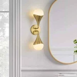 Huoku Dropwater 18.3 In. 2-LIGHT Aged Brass Gold W/glossy Glass Vanity. Fixed Price $27.99.