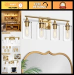 4-LIGHT Brushed Gold Vanity Fixture Modern Bathroom Wall Lighting With C. Fixed Price $99.99.