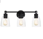 Quoizel Seaton 3-LIGHT Vanity Matte Black Finish Clear Seedy Glass. Fixed Price $125.00.