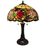 Amora Tiffany Style Table Nightstand Banker Lamp 22" Tall Stained Glass Red. Fixed Price $241.16.