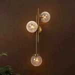 Lnc 3-LIGHT Brass Vanity Light, Globe Cracked Glass Shades, Vertical/horizontal. Fixed Price $149.95.