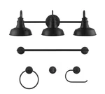 Hampton Bay Elmcroft 29 In. 3-LIGHT Matte Black Vanity With Bath Hardware. Fixed Price $42.49.