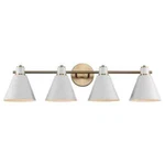 Bel Air Forge 31.75 In. 4-LIGHT White & Gold Vanity W/ Metal Shades. Fixed Price $57.01.