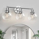 3 Lights Bathroom Vanity Fixtures Chrome, Over Mirror, .... Fixed Price $87.09.