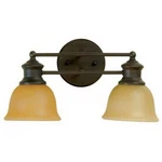 Craftmade Vanity Light With Tea-stained Glass Shades, Aged Bronze Finish. Fixed Price $47.99.