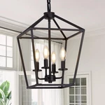 4 Light Chandelier, Industrial Ceiling Black Lantern Fixtures Wit.... Fixed Price $87.89.