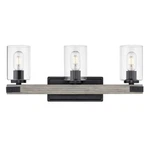 Golden Lighting Lowell Bath Fixture, Black/clear Glass 7808-BA3BLK-CLR. Fixed Price $89.99.