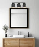 Monteaux Lighting 3-LIGHT Vanity Fixture With Black Metal Shades 20". Fixed Price $29.99.