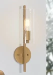 Lnc Modern Cylinder Wall Sconce Brass Gold Tube With Seeded Glass Shade - New. Fixed Price $79.99.