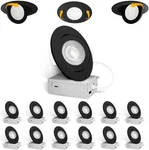 12 Pack 4" Black Gimbal Led Recessed Lights, 5 Color Selectable, 1100LM. Fixed Price $198.99.