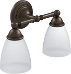 Moen YB2262ORB Brantford Oil Rubbed Bronze Bathroom Two Light W/ Frosted Shade. Fixed Price $80.00.