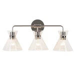 Alsy 24 In. 3-LIGHT Polished Nickel Vanity With Clear Glass Shades. Fixed Price $33.99.