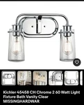 Kichler 45458 Polished Chrome 2-LIGHT Contemporary Bathroom Vanity Fixture. Fixed Price $50.00.