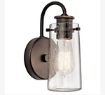 Kichler Olde Bronze Wall Sconce, Clear Seeded Glass, A19/S21, 45457OZ. Fixed Price $135.00.