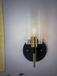 Zevni Modern 1-LIGHT Brass Gold Wall Sconce, Black Bathroom Vanity. Fixed Price $28.45.