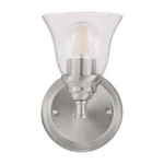 Hampton Bay Marsden 5.5 In. Brushed Nickel Wall Sconce W/ Clear Glass Shade. Fixed Price $23.57.