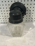 Vintage Wall Sconce Porch Light Black Metal Ribbed Glass Square Shade Read. Fixed Price $29.95.