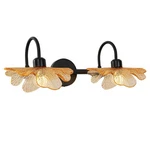 Auwieou 2 Light Bathroom Vanity Black Wall Sconce With Amber Flower Gla.... Fixed Price $163.77.