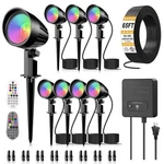Landscape Lights 15W Rgbw Color Changing 65FT 8PACK IP66 Waterproof Sorop Wire. Fixed Price $209.99.