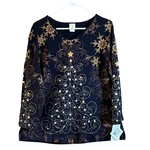 Jess & Jane Christmas Star Top Black Gold Nwt Holiday Plus Size 15-811X. Fixed Price $40.00.