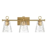 Imogen Metal And Hammered Water Glass 3-LIGHT Vanity Light, Brushed Gold. Fixed Price $279.68.