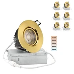 Popanu 6 Pack 3-INCH Gold Led Gimbal Recessed Dimmable Lights Junction Box. Fixed Price $44.99.