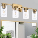 Bathroom Vanity Light 4 Brushed Brass Clear Glass Modern Wall A1A9 Fixtures Gold. Fixed Price $124.99.