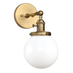 Pathson Hardwired Wall Sconce White Globe Brass Bathroom Vanity Light Off. Fixed Price $80.40.