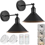 Vintage Black Wireless Battery Operated Wall Sconces, Cordless Led Light.... Fixed Price $61.57.