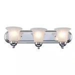 Bel Air Lighting 3503 Pc 24IN 3-LIGHT Polished Chrome Bathroom Vanity W/ White. Fixed Price $37.35.