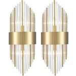 Crystal Wall Sconces Set Of Two Gold Lighting Mid Century Modern.... Fixed Price $211.75.