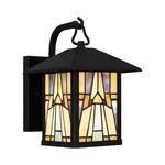 10.5'' Matte Black 1-LIGHT Outdoor Wall Sconce, Tiffany Glass Lantern. Fixed Price $120.29.