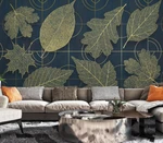 3D Golden Leaves Wallpaper Mural Removable Self-adhesive 1030. Fixed Price $160.51.