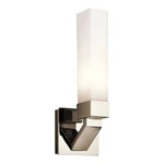 Nos Kichler Bathroom Wall Sconce Light Polished Nickel Metal Etched Glass Shade. Fixed Price $68.00.