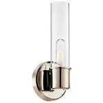 Kichler Aviv 1-LIGHT Wall Sconce, Modern With Clear Glass In Polished Nick. Fixed Price $68.05.