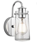Kichler Braelyn 1-LIGHT Chrome Wall Sconce With Clear Seeded Glass Shade. Fixed Price $105.00.