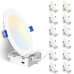 Pack Canless Recessed Lighting 6 Inch 12W 5CCT Dimmable Wafer Downlight Wi.... Fixed Price $145.68.