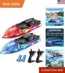 Exciting 2.4GHZ Rc Boat Set For Kids - Waterproof With Led Lights & Sensors. Fixed Price $76.99.