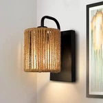 Wvsrbyr Boho Rattan Wall Sconce Light Fixture Hemp Rope - 10.6" 8.5". Fixed Price $88.49.