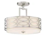 Kira Home Sienna 15" 3-LIGHT Semi Flush Mount Ceiling Light, White Fabric Shade. Fixed Price $68.00.