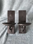 Pottery Barn Set Of 2 Nottingham Wall Sconce Candle Holder Black Cast Iron. Fixed Price $50.00.